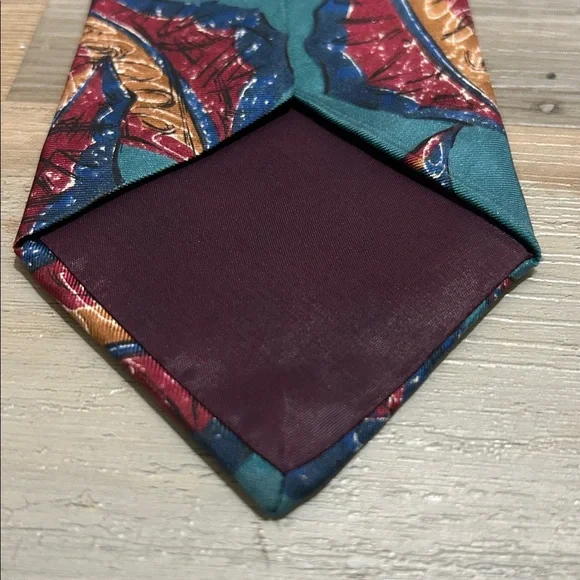 CHRISTIAN DIOR MENS TIE Green Blue BROWN, RED 3.75 X 57 Career Office Business - Picture 4 of 9